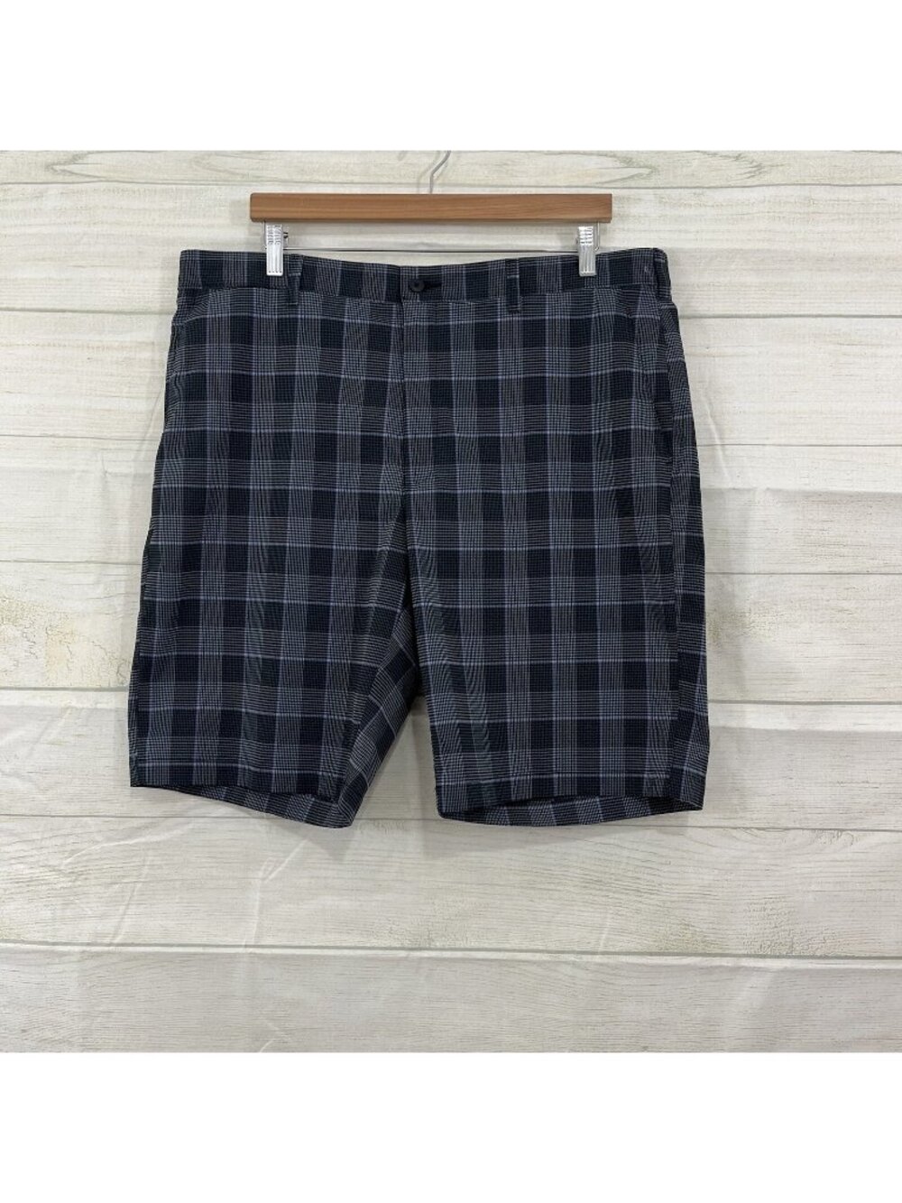 PGA Tour Black Check Golf Flat Front Chino Shorts